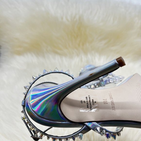 Nine West Women's Mitz3 Iridescent Studded Heeled Sandal Stilleto Size 7 NEW - Picture 6 of 7